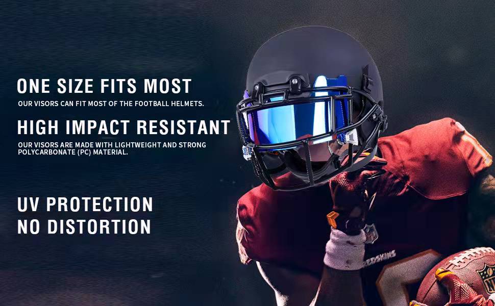 Visière De Football Américain BARNETT - Transparente, Anti-Buée, Anti-Rayures, Taille Universelle